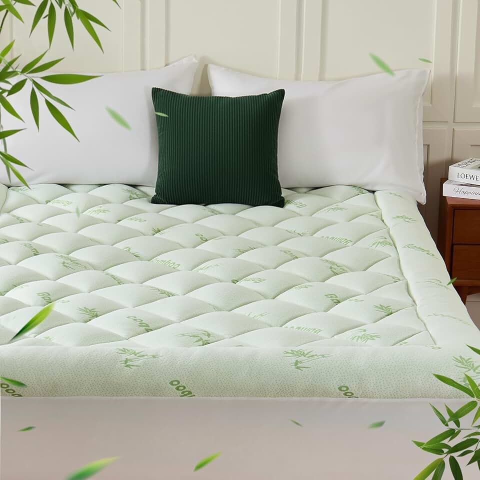 Queen Mattress Topper, Bamboo Viscose Thick Pillow Top Mattress Pad