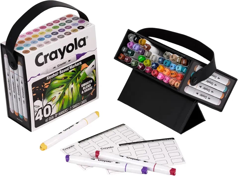 Crayola DualTip Alcohol Marker Set for Adults (40ct), Adult Coloring Book Markers for Blending, Shading & Layering, Fine & Brush Tips, Art Supplies