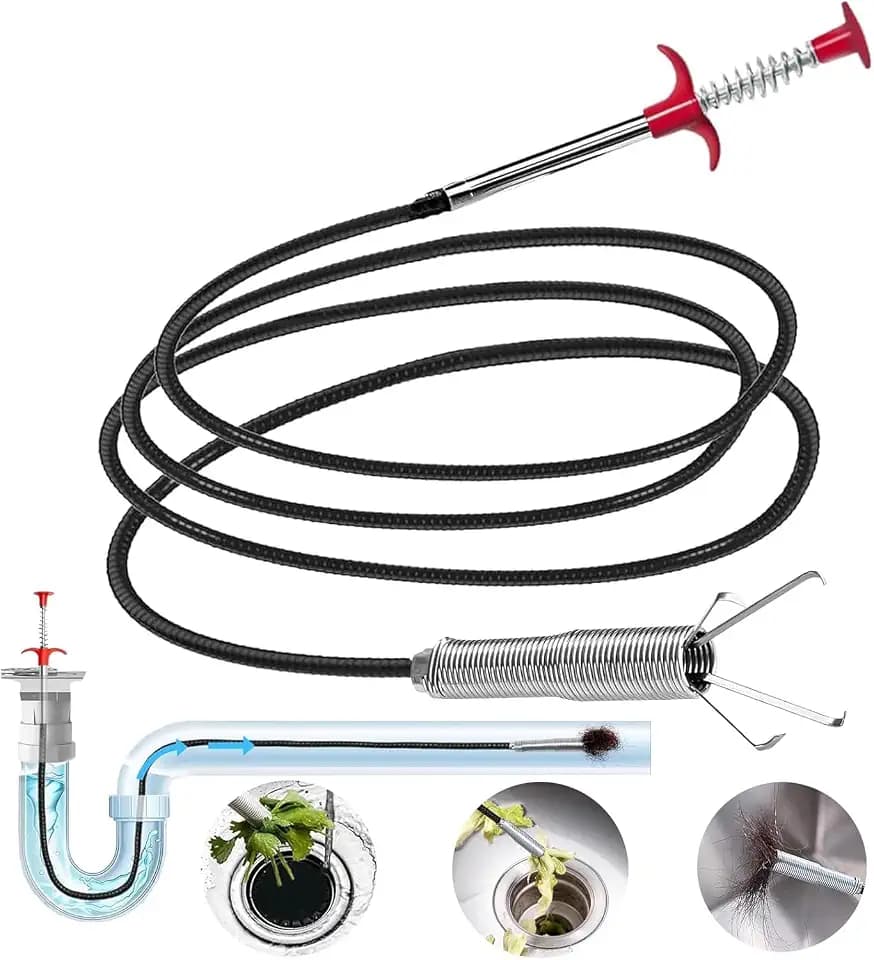 80-Inch Flexible Drain Snake with 4-Claw Grabber for Sink & Shower Clogs