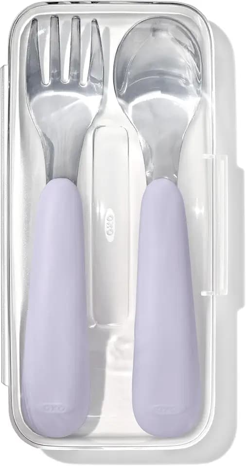 OXO Tot On-The-Go Fork and Spoon Set, Lilac