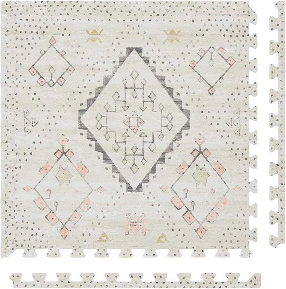 House of Noa Play Mat – 4x6 Oat Ula – Set of 6 Tiles – EVA Foam Play Mat for Floor, Soft Interlocking Mats for Hard Floors