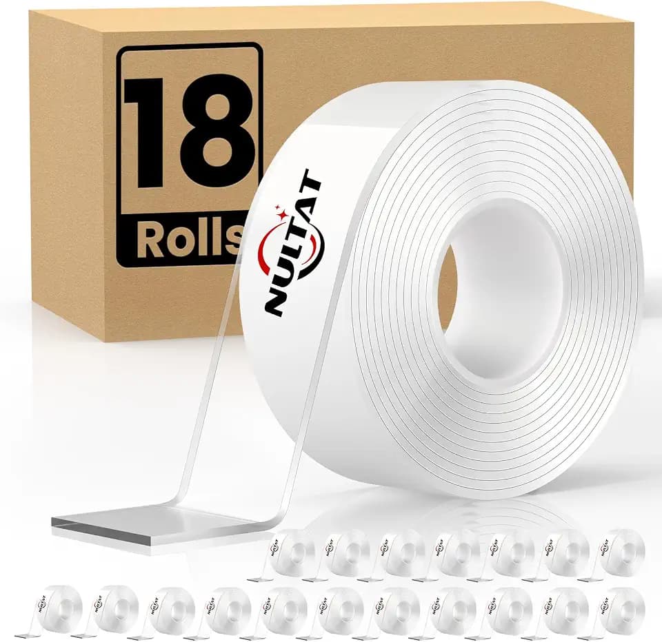 NULTAT 180 FT Double Sided Tape Heavy Duty, 1.18" x 120" Nano Double Stick Tape, Removable, Washable, Reusable Adhesive Tapes for Wall, Clear Multipurpose Two Sided Tape(180 Feet)