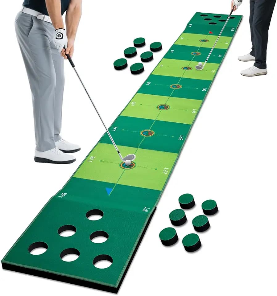 Golf Putting Game Home Putting Green Mat Indoor Outdoor Game Set for Adults