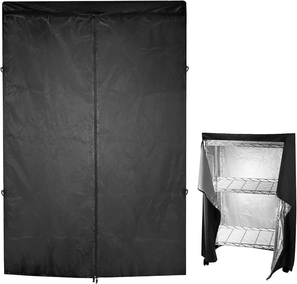 QWORK High Density Waterproof/Dustproof Storage Shelf Cover, Fits Racks 48"L x 18"D x 72"H - 1 Pack (Black)