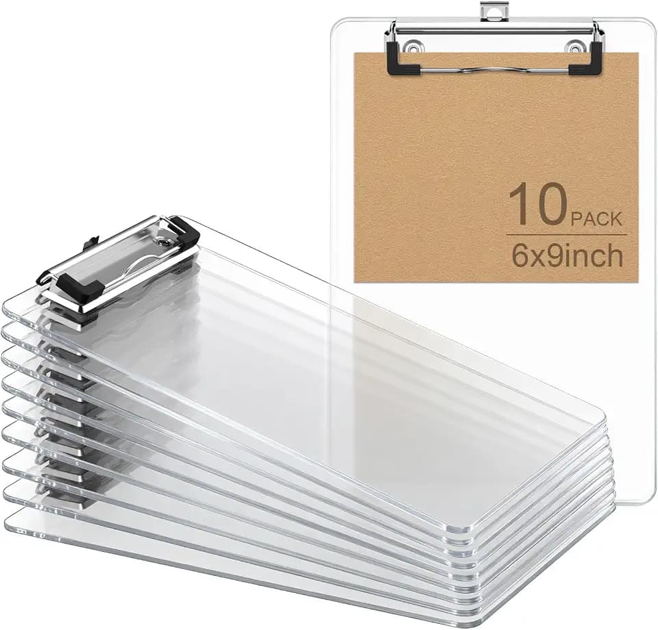 Small Clear Clipboard Set of 10, A5 Mini Clip Board