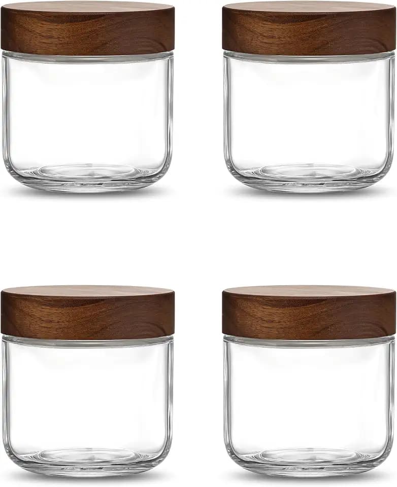Danmu 12 oz Overnight Oats Containers with Lids,Glass Jars with Lids 4 Pack