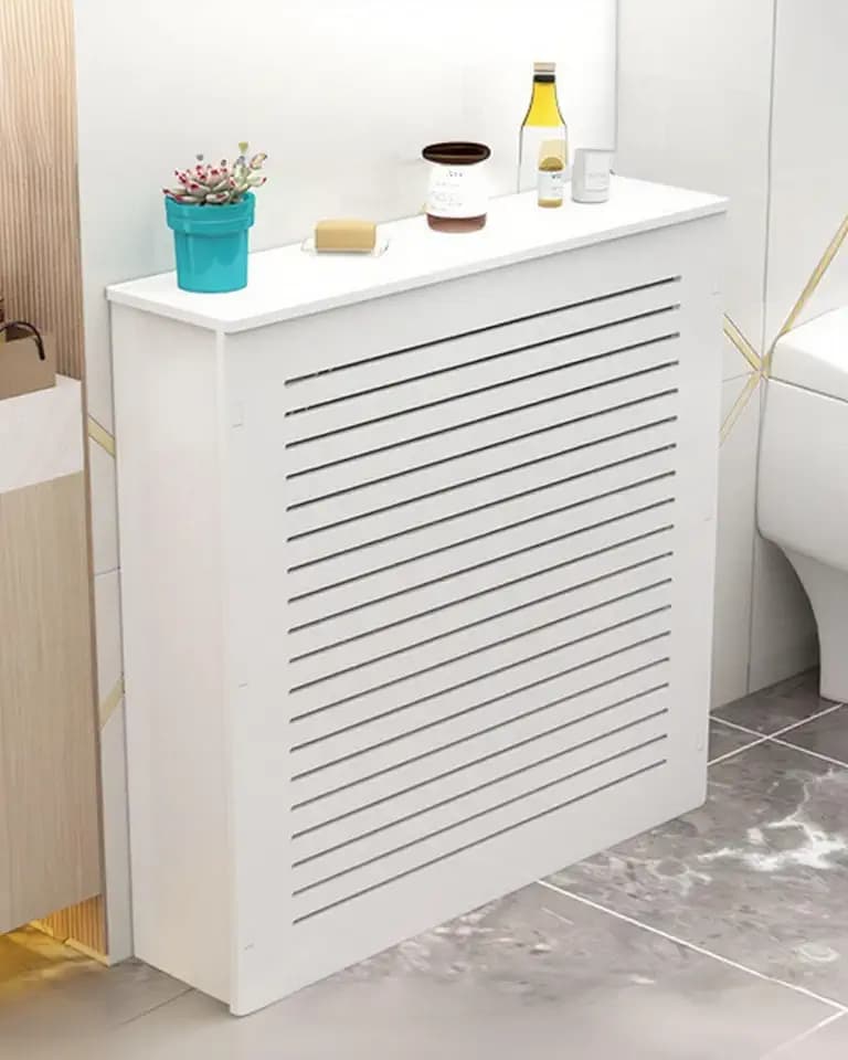 Modern Heater Cover, Steam Radiator Wall Heating Louvered Grill Cabinet, Living Room Bedroom Hallway Decorative Wooden Shelf Top for Hide Cluttered Pipes(24" Lx24 Hx8 D/60x60x20cm)