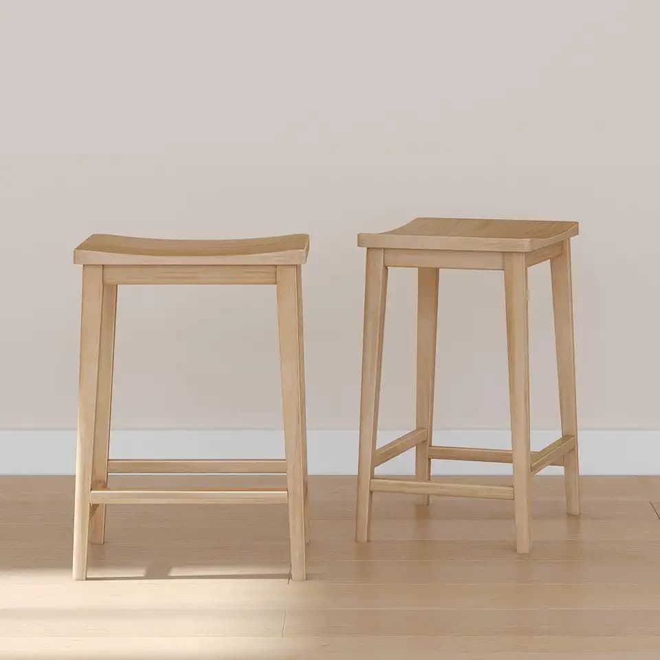Plank+Beam Smythe Bar Stool, Counter Height, Set of 2, Blonde