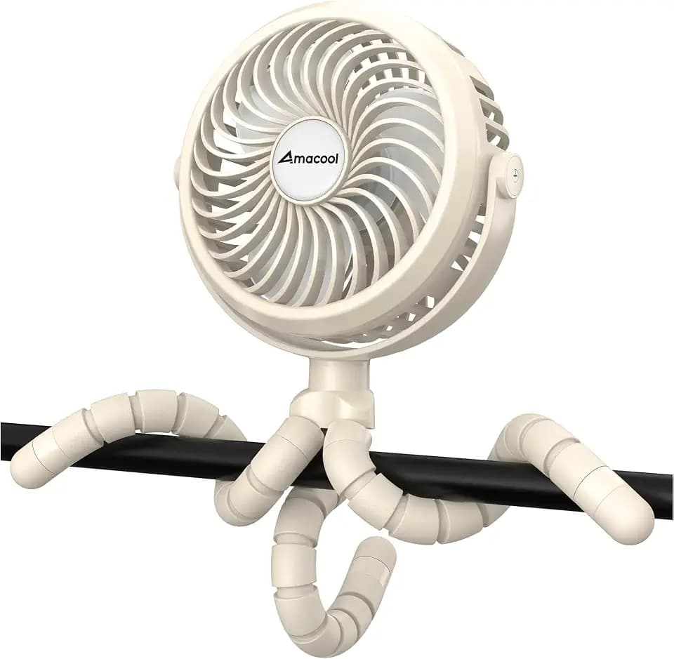 AMACOOL Battery Operated Stroller Fan, Portable Clip On Fan Rechargeable