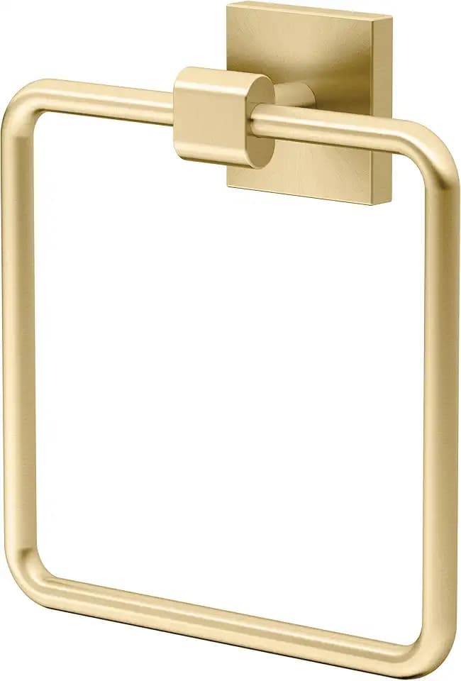 Gatco 4062 Elevate Bathroom Towel Ring, Wall Mounted Hand Towel Holder for Bathroom Vanity & Sink Area, Brushed Brass
