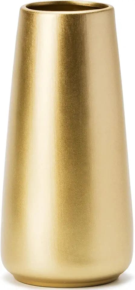 Simple Boho Ceramic Flower Vase for Home Decor (Light Gold,Big)