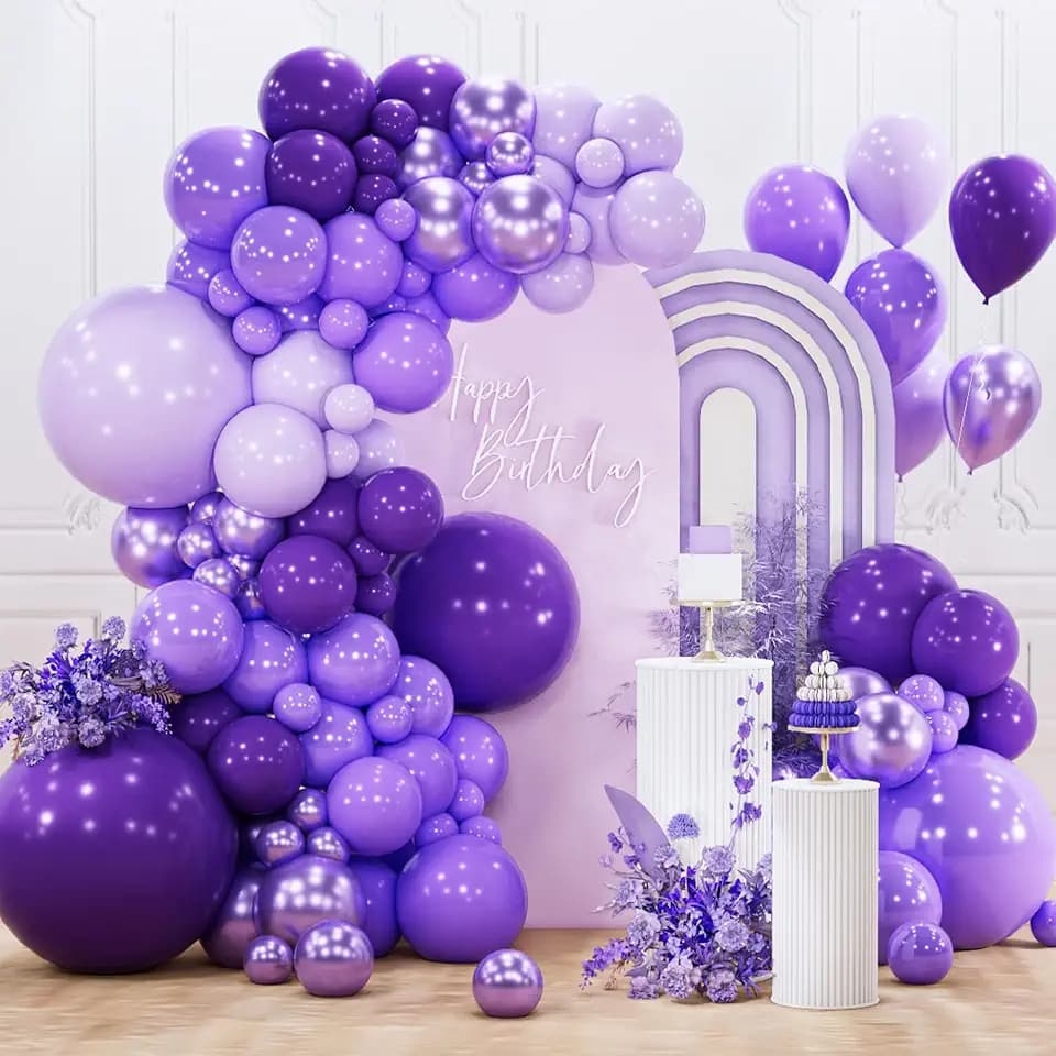 PartyWoo Purple Balloon Arch Kit 142pcs Different Sizes of 18 12 10 5 Inch