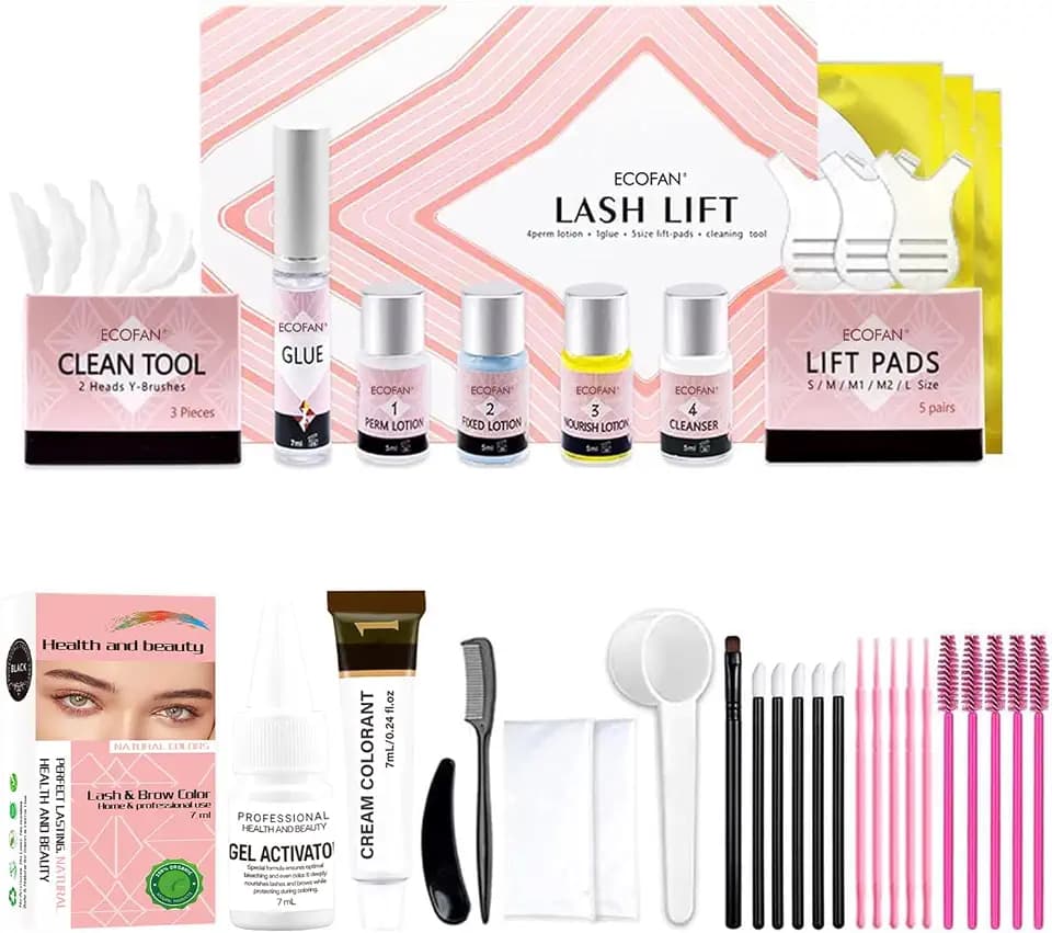 Lash Lift and Color Kit, Korean Formula Lash Perm, Black Lash & Brow Color