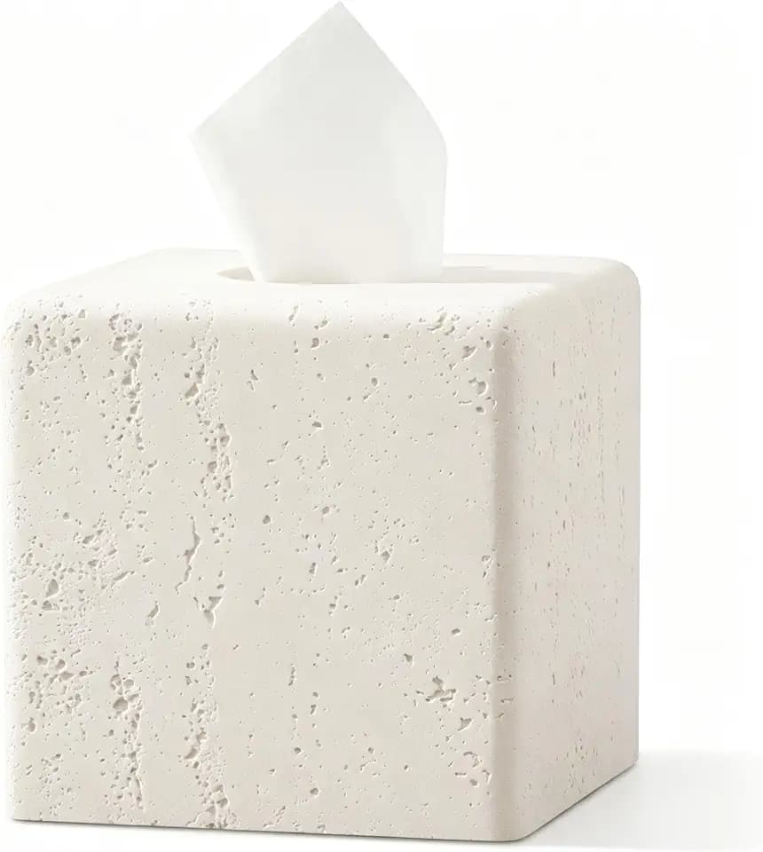 Tissue Box Cover Square, Modern Facial Tissue Holder, Off White