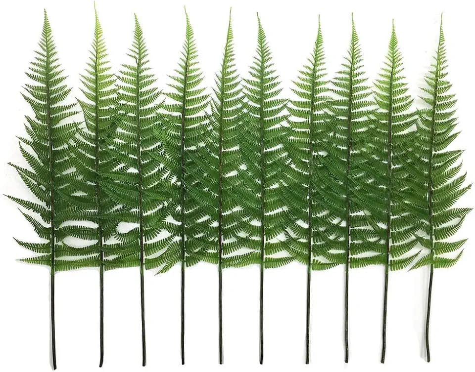 CATTREE Artificial Shrubs Leaves, Plastic Plants Fern Grass Leaf Fake Bushes Indoor Outdoor Garden Office Table Centerpieces Arrangements DIY Wreath Decoration Planter Filler - 10 Pack