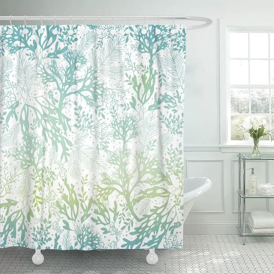 Emvency Shower Curtain, for Bathroom Decor 60" x 72", Blue Green
