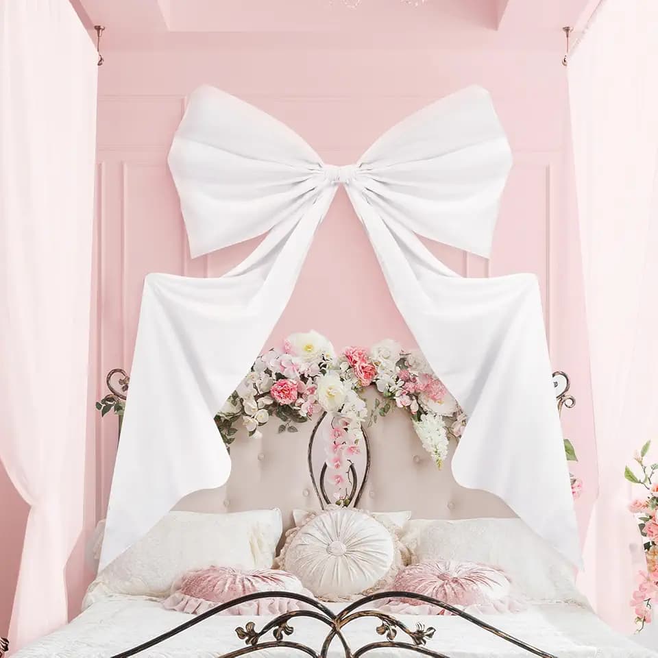 Wavwavw Giant Bow Big Wall Decor, White, Polyester, Weeding