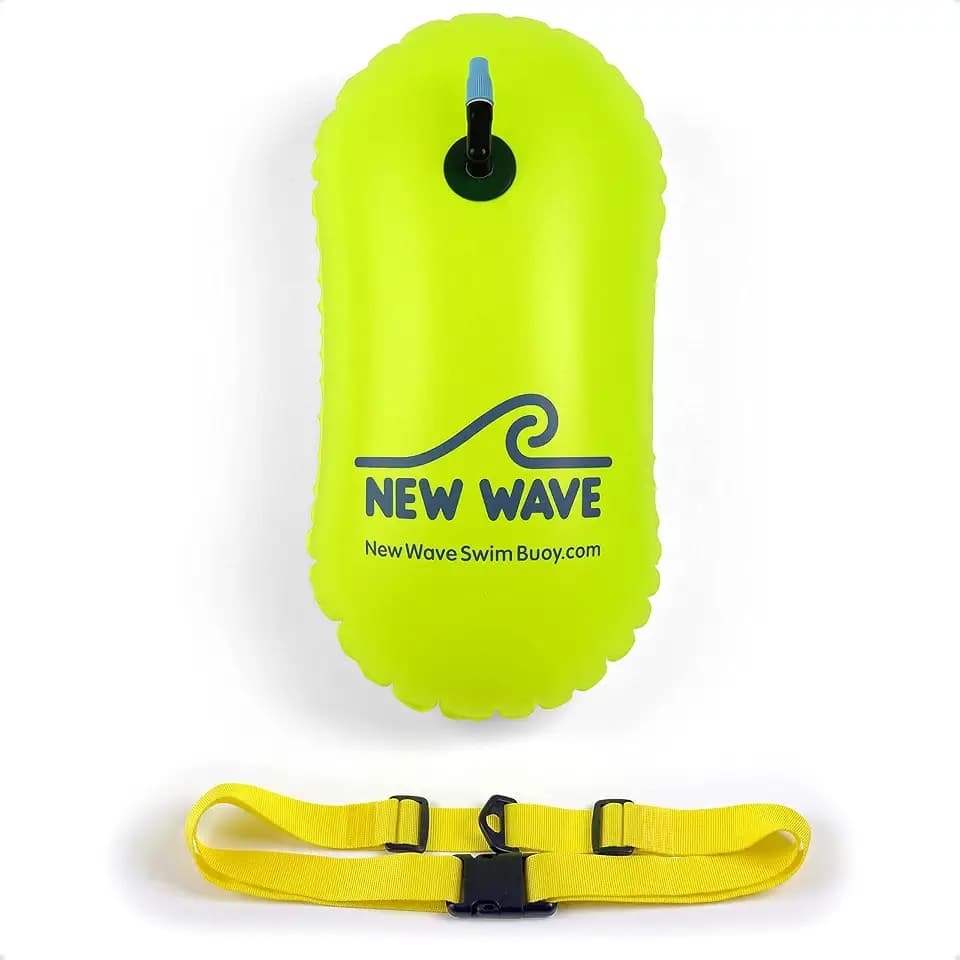 New Wave Swim Bubble for Open Water Swimmers and Triathletes - Be Bright, Be Seen & Be Safer with New Wave While Swimming Outdoors with This Safety Swim Buoy Tow Float
