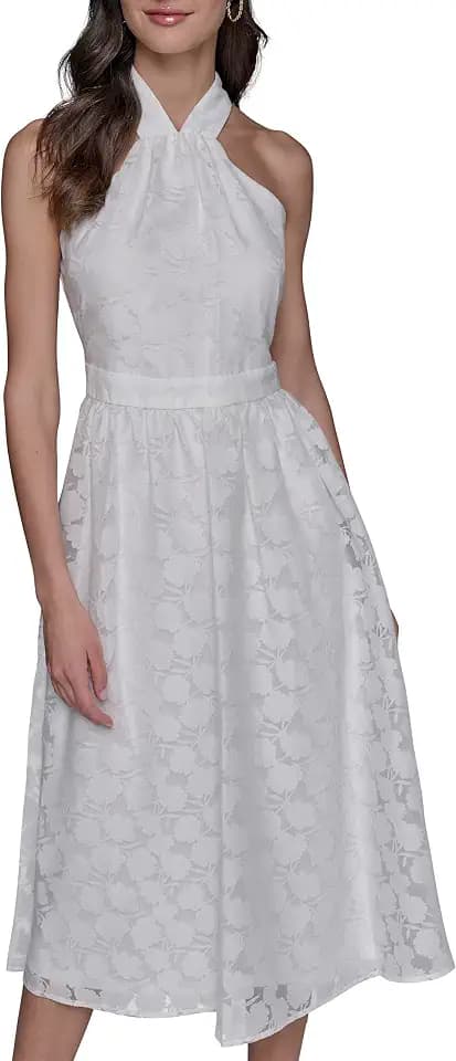 Karl Lagerfeld Women's Sleeveless Halter Neck Midi Dress