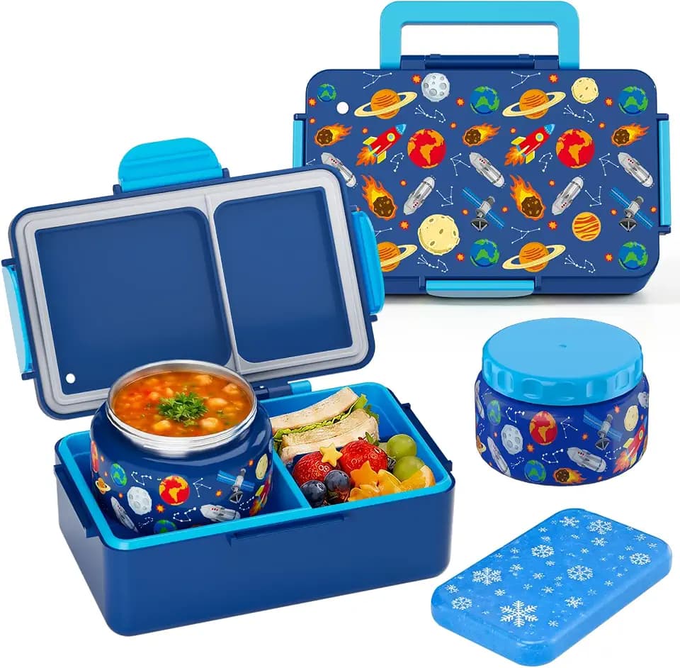 Bento Lunch Box for Kids–3 Compartment Leak Proof Insulated Lunch Container