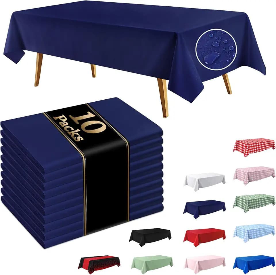 10 Pack Navy Blue Disposable Tablecloth, Leakproof & Sturdy Table Cloth
