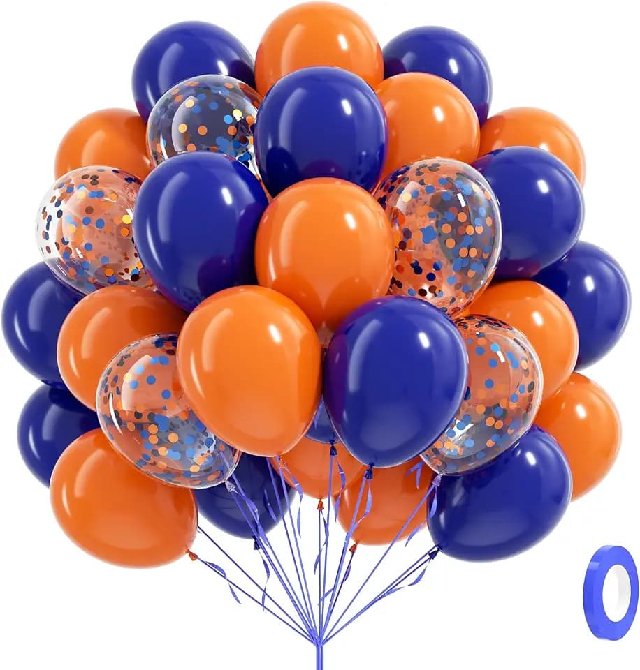 60pcs 12inch Royal Blue and Orange Balloons with Orange and Blue Balloons