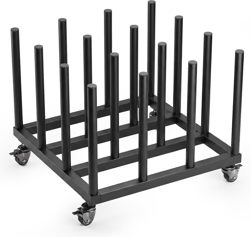 INNOVART Vinyl Cart Mobile Rack, 16 Rolls Capacity Heavy Duty Vinyl Roll Storage Cart, 2 Inch Round Core, Black Rolling Organizer Holder for Craft Room, Design Studios, Warehouse, Architects