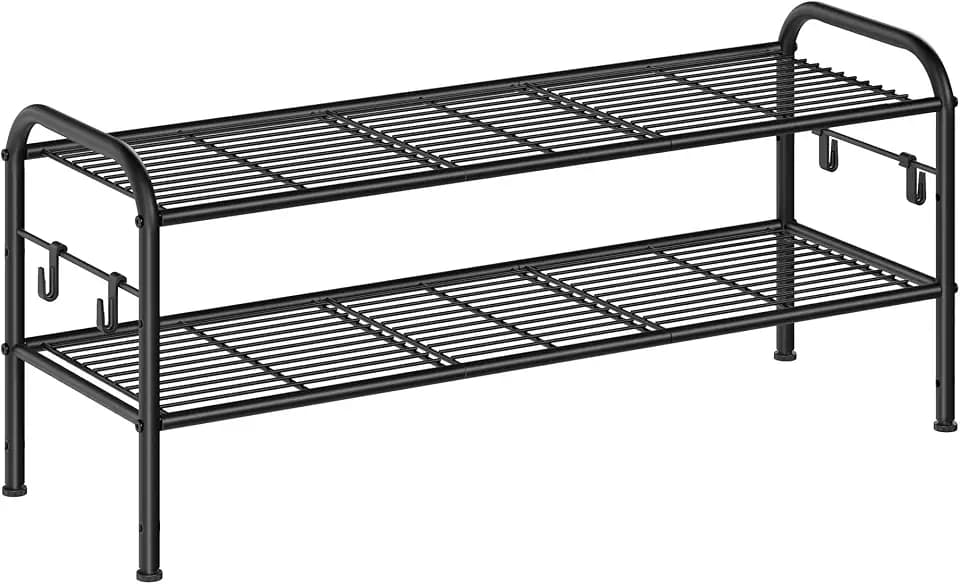 SONGMICS 2-Tier Metal Shoe Rack, Shoe Orgainzer, 33.5" Wide, Holds 12 Pairs