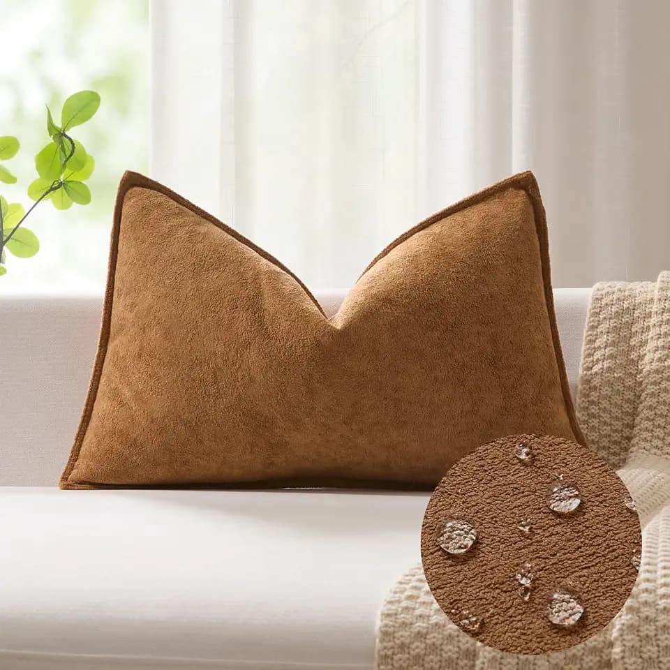 Kevin Textile Soft Waterproof Lumbar Pillow Cover 14"x20" 1 Pack, Brown