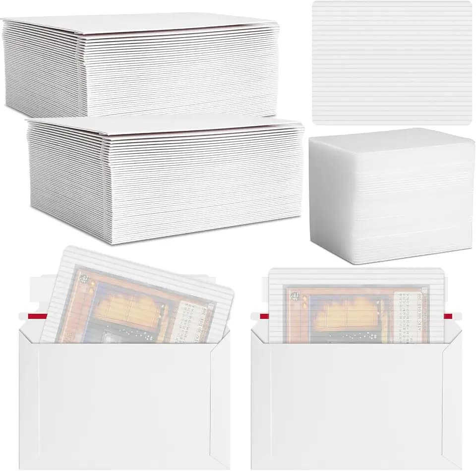 200 Pcs Trading Card Shipping Supplies, Envelopes and Protector Kit, White