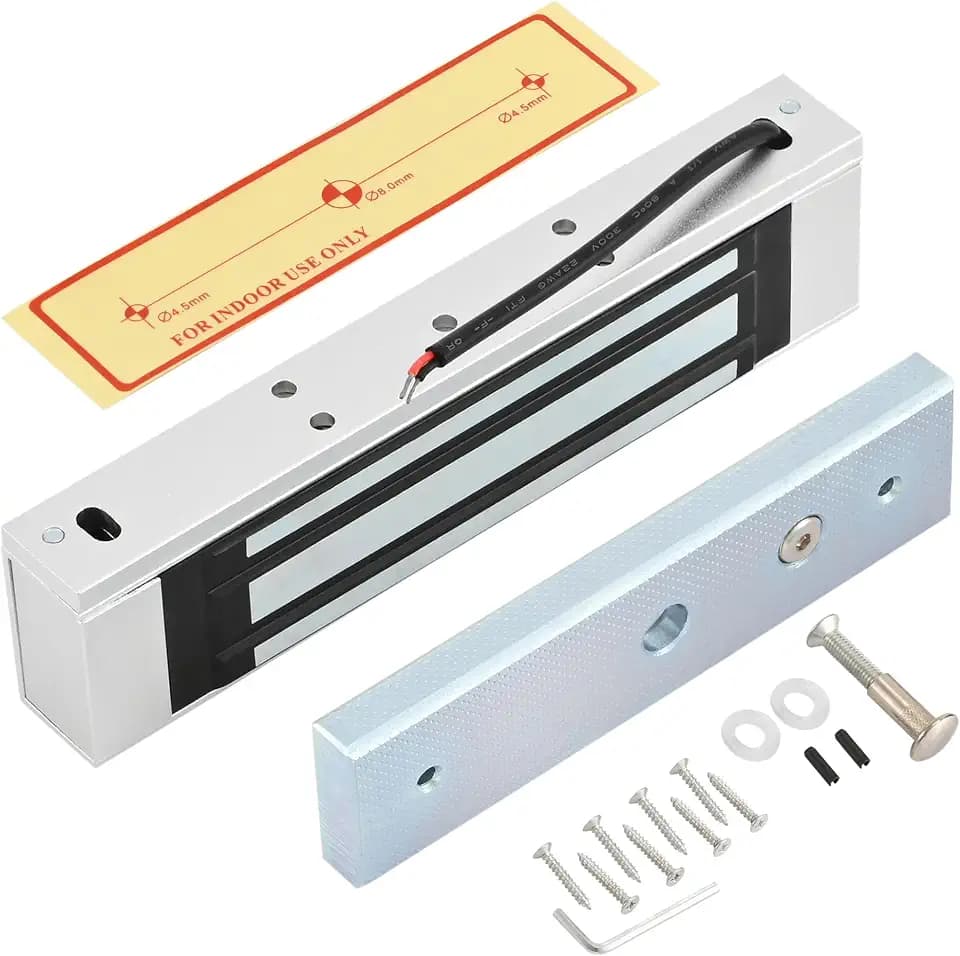 Heavy-Duty Waterproof 12V DC NC Electromagnetic Door Lock, 600LBS Magnetic Holding, Surface-Mount, for Metal & Wooden Doors, Indoor & Outdoor Security Access Control