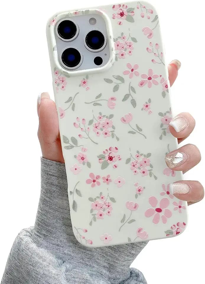QLTYPRI for iPhone 16 Pro Max Case Cute Pink Floral Flower, Pink