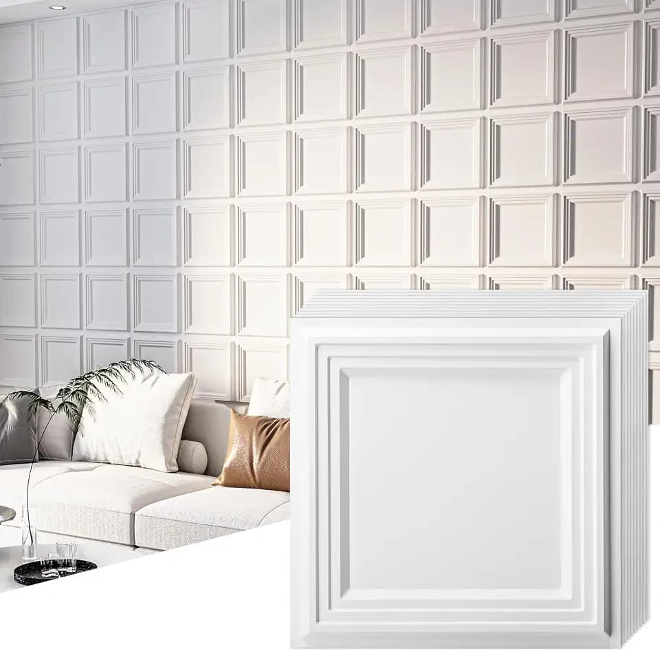 Art3d 33-Pack Accent 3D Textured Wall Panels, 11.8 x 11.8 in, White