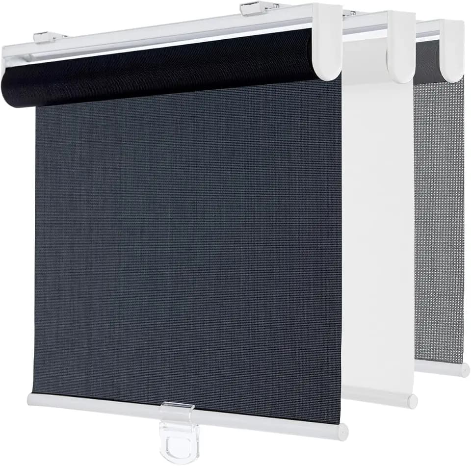 Cordless Light Filtering Roller Window Shades,14" W x 72" H,Black