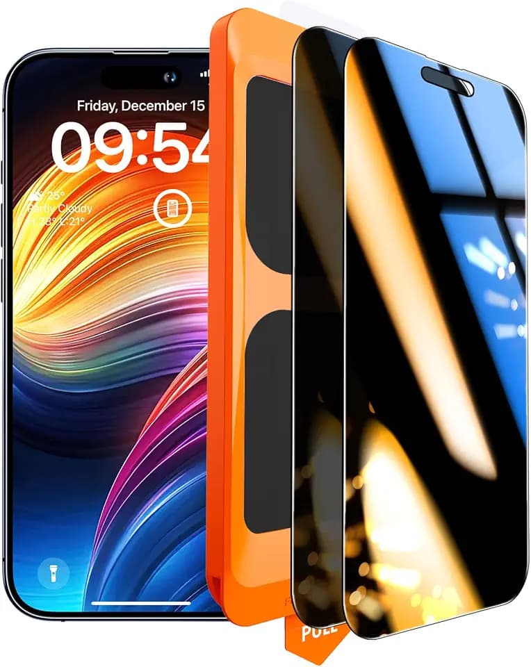 TOCOL für iPhone 16 Pro für Panzerglas Sichtschutz, Stoßfest Full Screen Auto-Installation 0 Blasen 9H Härte Kratzfest Anti-Fingerabdruck Blickschutz Schutzglas für iPhone 16 Pro, 2 Stück