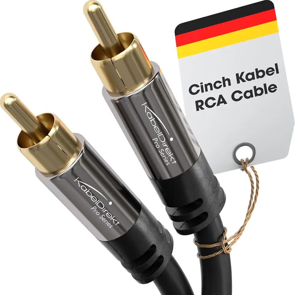 KabelDirekt – Cinch-Subwoofer-Kabel – 5m – 1-auf-1, Mono – für Verstärker