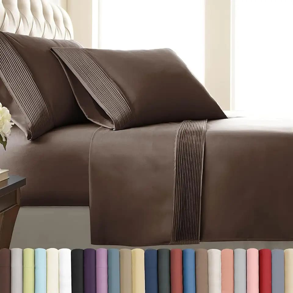 Southshore Fine Living, Inc. Queen Bed Sheets deep Pocket Set with 21" Deep Queen Fitted Sheet, Pillow Cases Standard Set of 2 | Hotel Luxury Quality | Easy Care Microfiber Sheets | Chocolate Brown