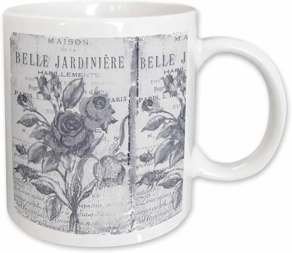 3dRose Vintage Belle Jardiniere Botanical- French Art 15oz Mug