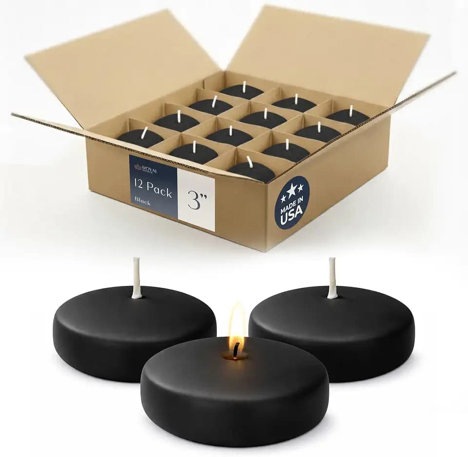 Royal Imports Floating Candles 3 inch Black 12 Pack Unscented Wax Discs