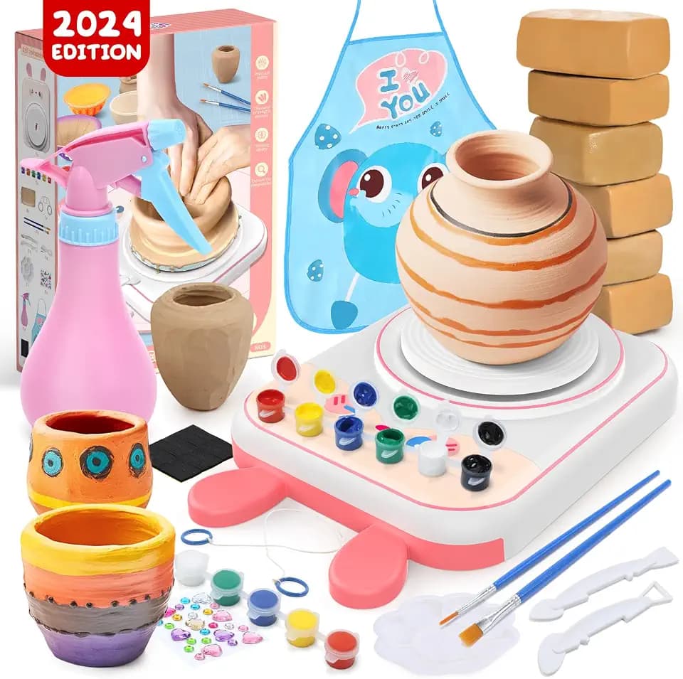 Pottery Wheel for Kids, Air Dry Clay Arts & Crafts Kit with USB Power