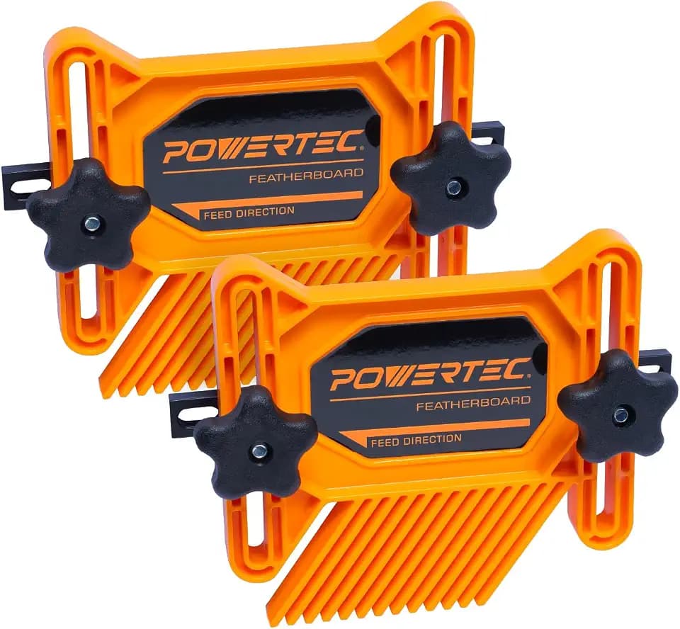 POWERTEC Universal Tandem Featherboards for Table Saw, Router Table, Router Fence & Band Saw, Wood working Tools & Accessories To Reduce Kickback & Increase Safety (Included T Track Bolts), 2Pk(71393)