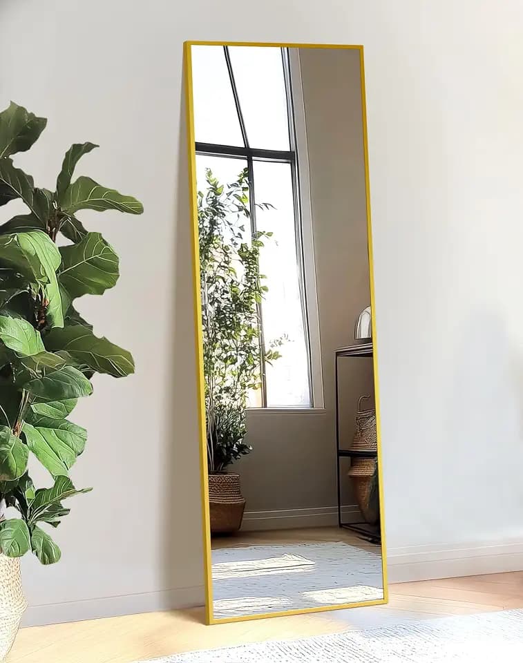 TRAHOME Full Length Floor Mirror 56"x15", Large Standing Body Mirror, Gold