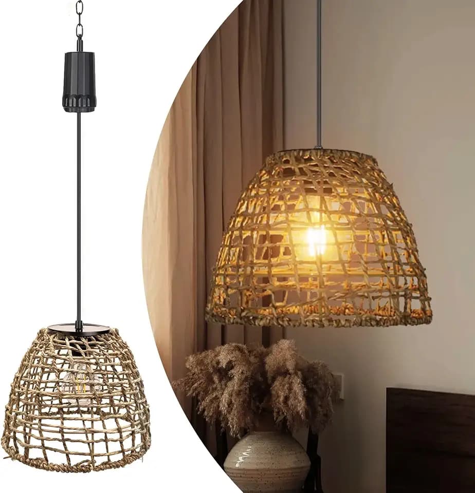 pearlstar Hängelampe mit Batterie,Batteriebetriebene Hängelampe Outdoor 6 Stunden Timer,Indoor Deckenleuchte Hängend Laterne Pendelleuchte für Patio Bar Garten Terrasse Wohnzimmer Schlafzimmer(HDC897)