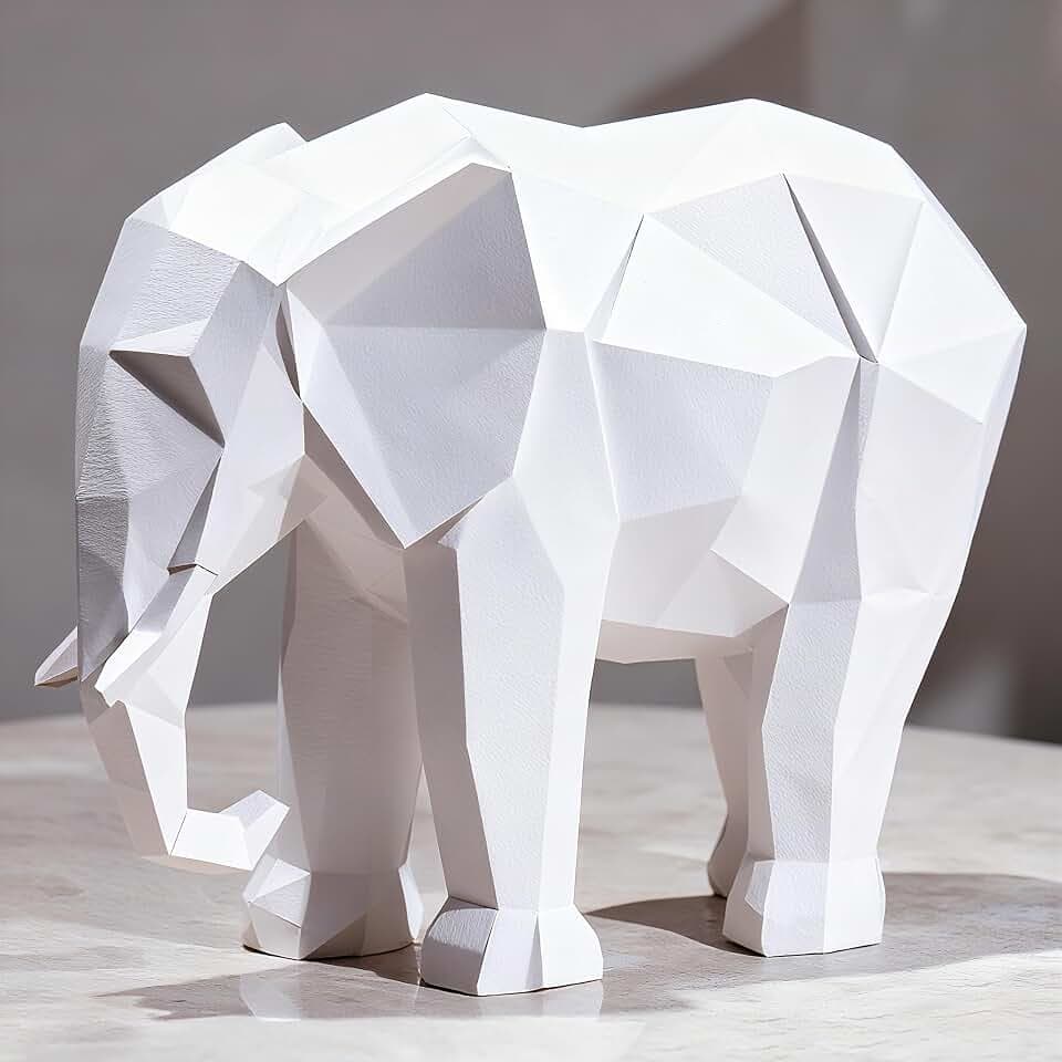 Cynkeyee Resin Elephant Statue Figurine - 4.5 in White Statues Decorations