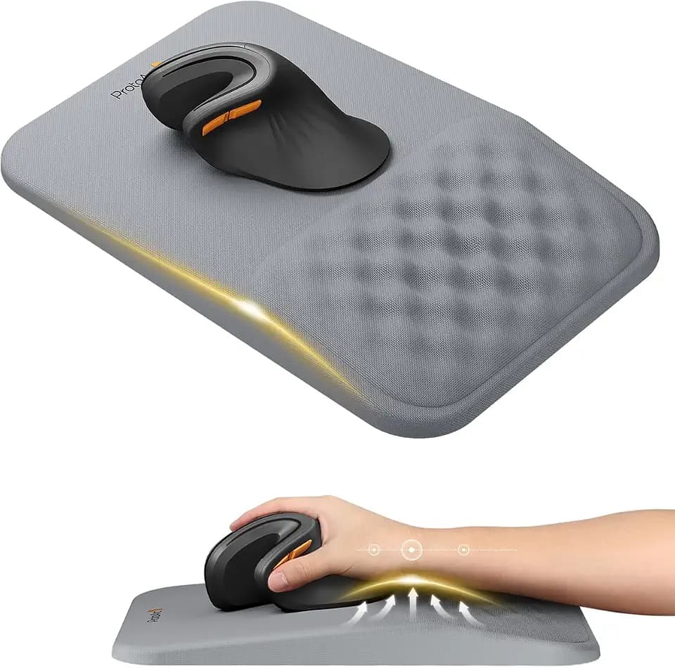 ProtoArc MP50 Ergonomic Mouse Pad with Wrist Support, Lycra Surface, Gray