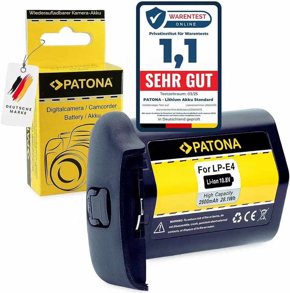 PATONA LP-E4 Akku Ersatz für Canon LPE4 LP E4, Zweitakku 2600mAh 10.8V