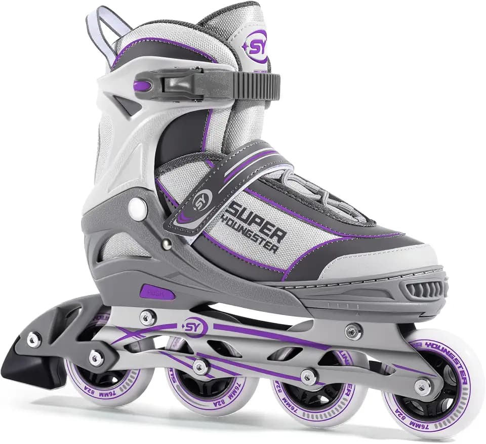SUPER YOUNGSTER Women's Adjustable Inline Skate, Roller Skates Blades for Female Adults