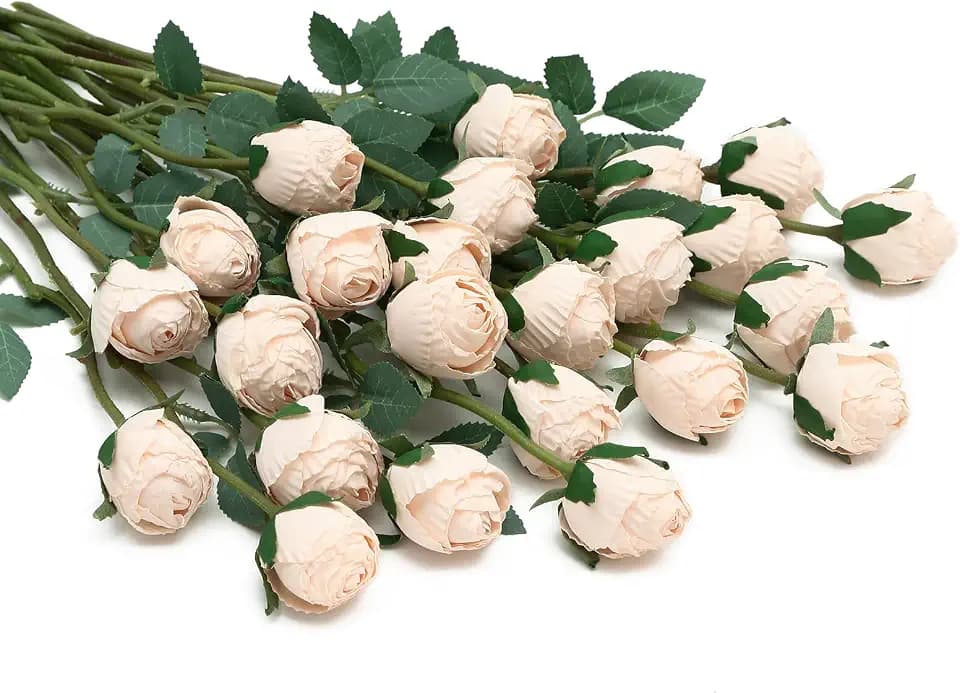 DuHouse 24pcs Artificial Vintage Roses Fake Silk Mini Rose