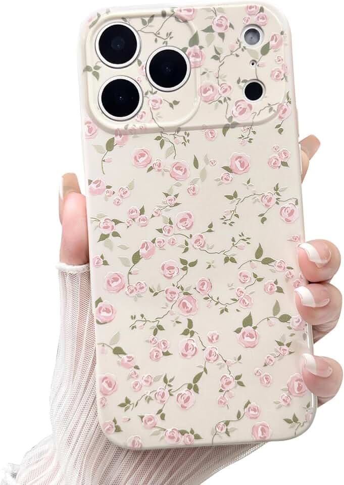 NITITOP for iPhone 17 Pro Max Case Cute Flower Rose Vine - Light Pink