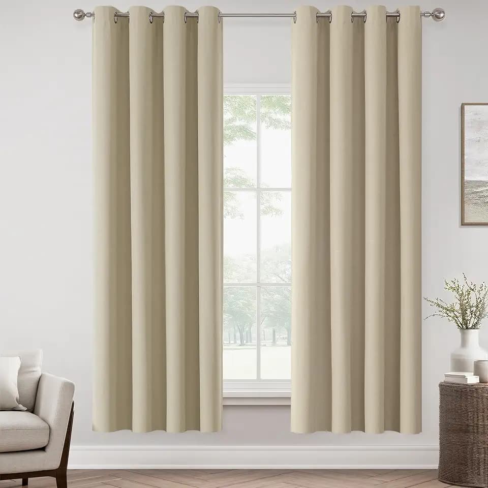 ChrisDowa Tan Blackout Curtains 72 Inches Long 2 Panels for Bedroom